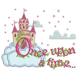 Once Upon a Time Fairy tale Castle Applique Machine Embroidery Design Digitized Pattern